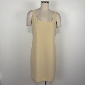 Emanuel Ungaro Womens 10 / 44 Beige Sleeveless Tank Scoop Neck Sheath Dress